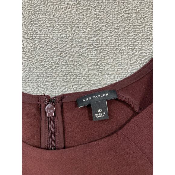 Ann Taylor Dress Career Sleeveless Knee Length Classic Burgundy Size 10 - Picture 3 of 8